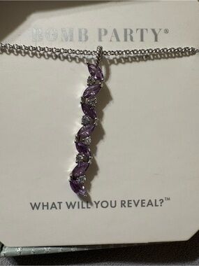 Purple Marquise & Clear Crystal Pendant Necklace new with box.
